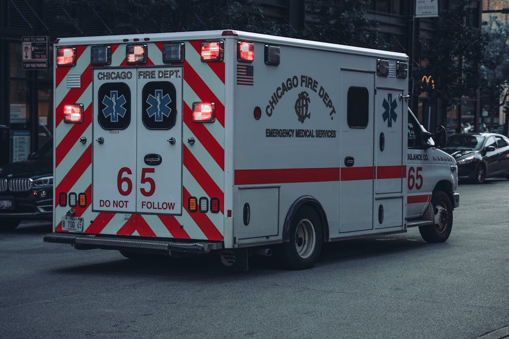 An Ambulance of the Chicago Fire Department on the Street